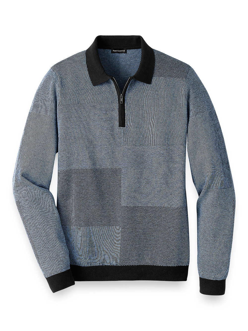 Product Image of Silk, Cotton & Cashmere Zip Polo-Blue