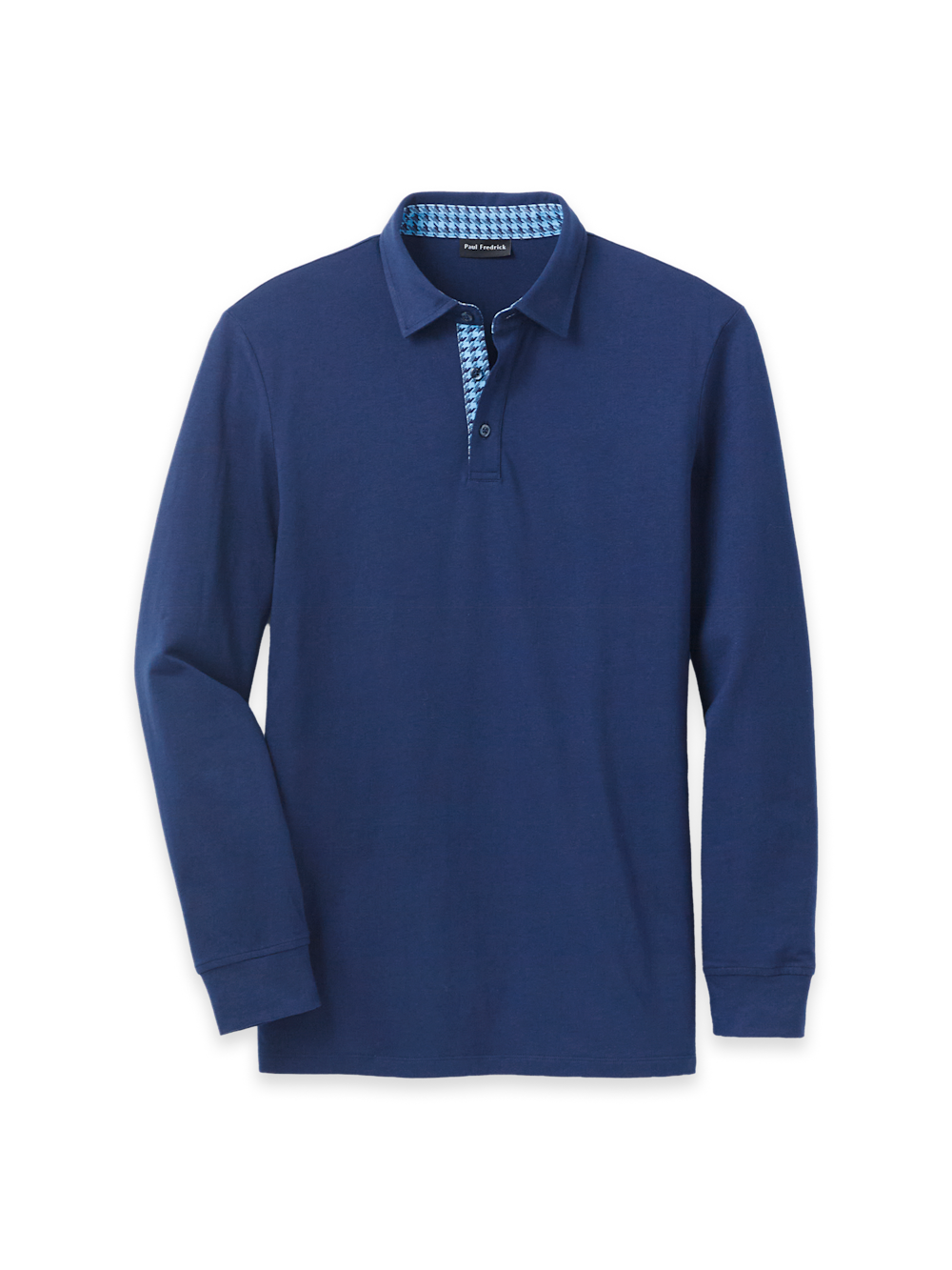Product Image of Cotton Blend Three Button Polo-Navy