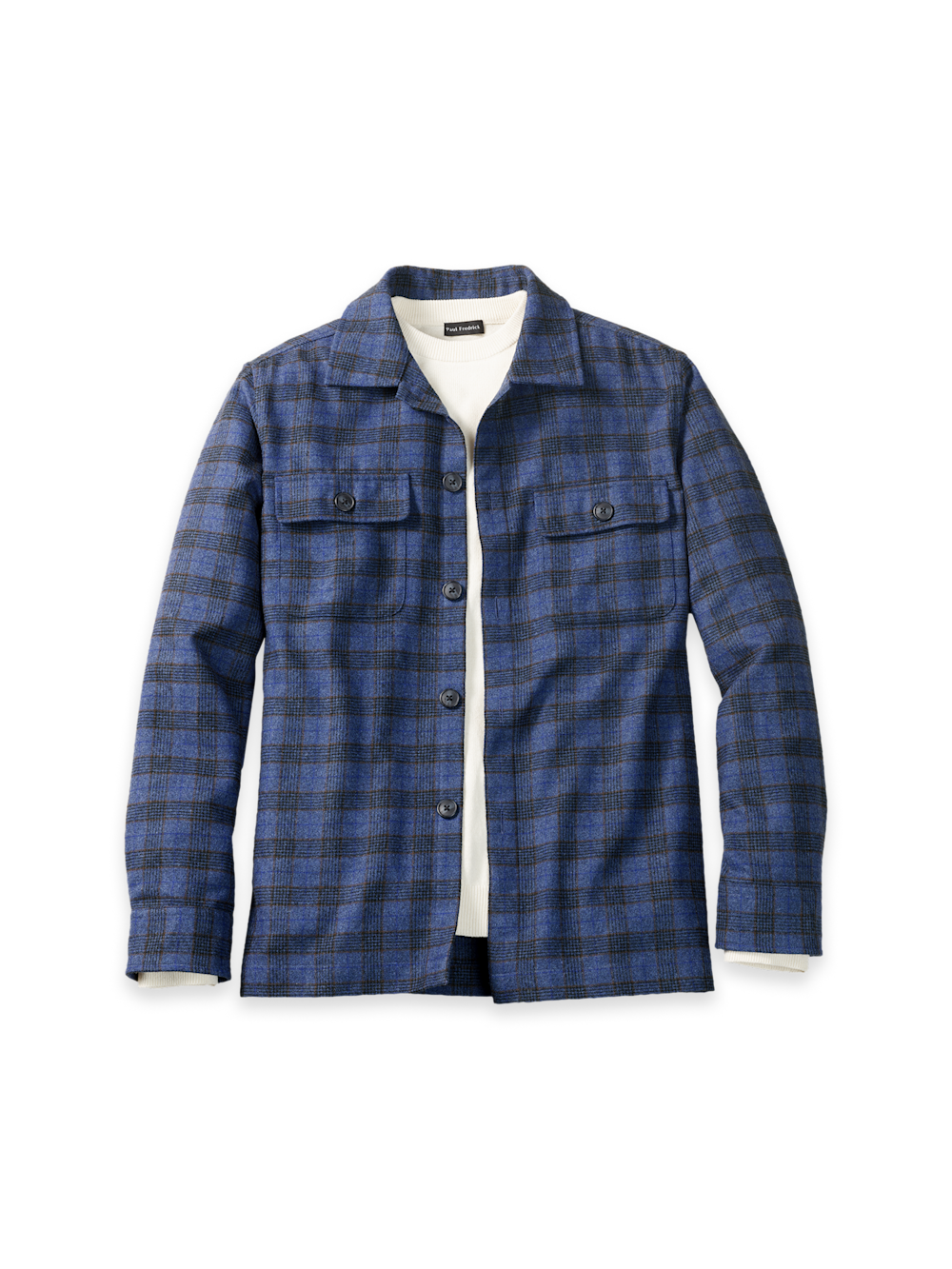 Product Image of Polyester Wool Blend Button Front Polo-Blue Multi
