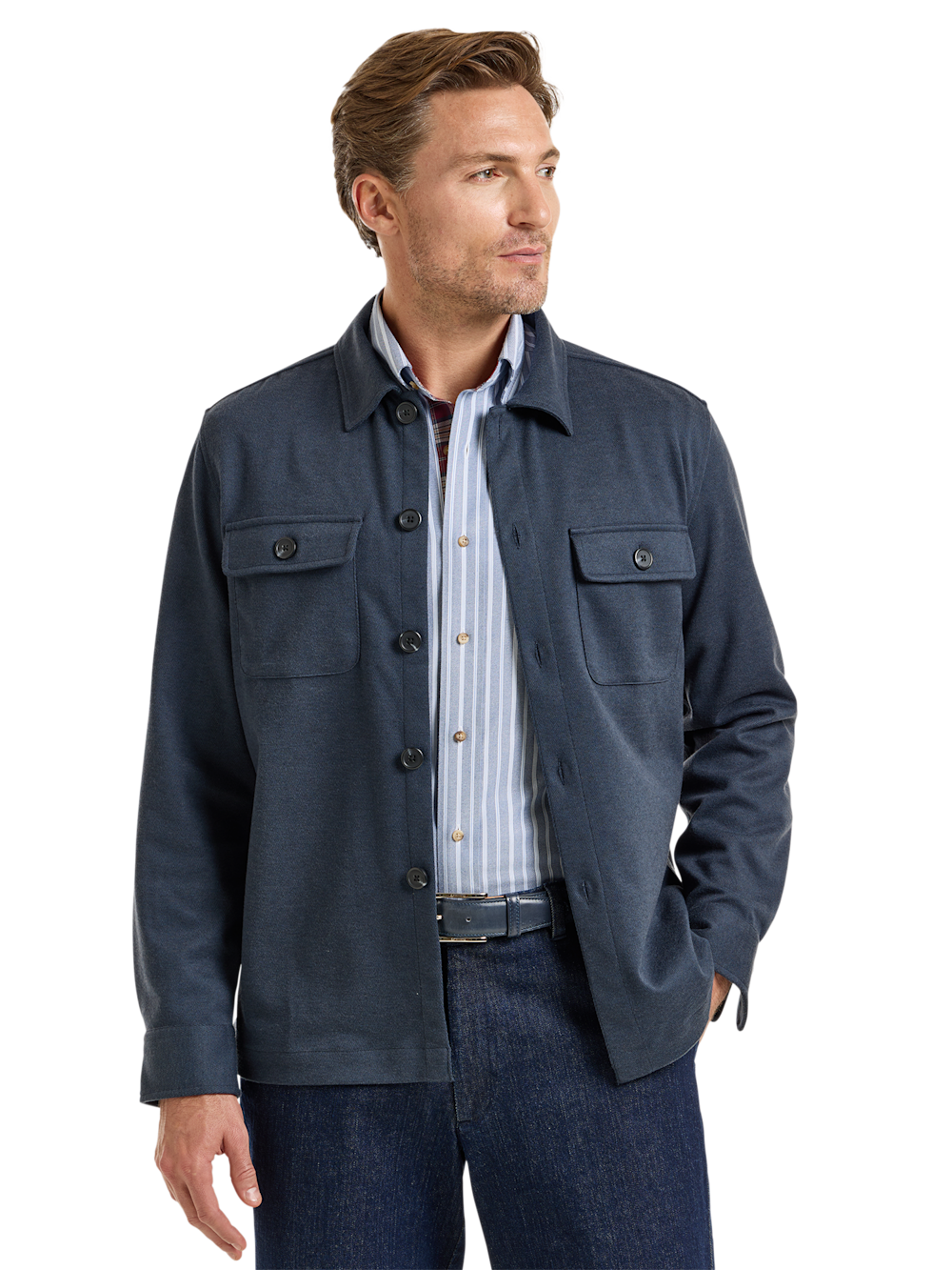 Alternate Image of Polyester Blend Button Front Polo-1