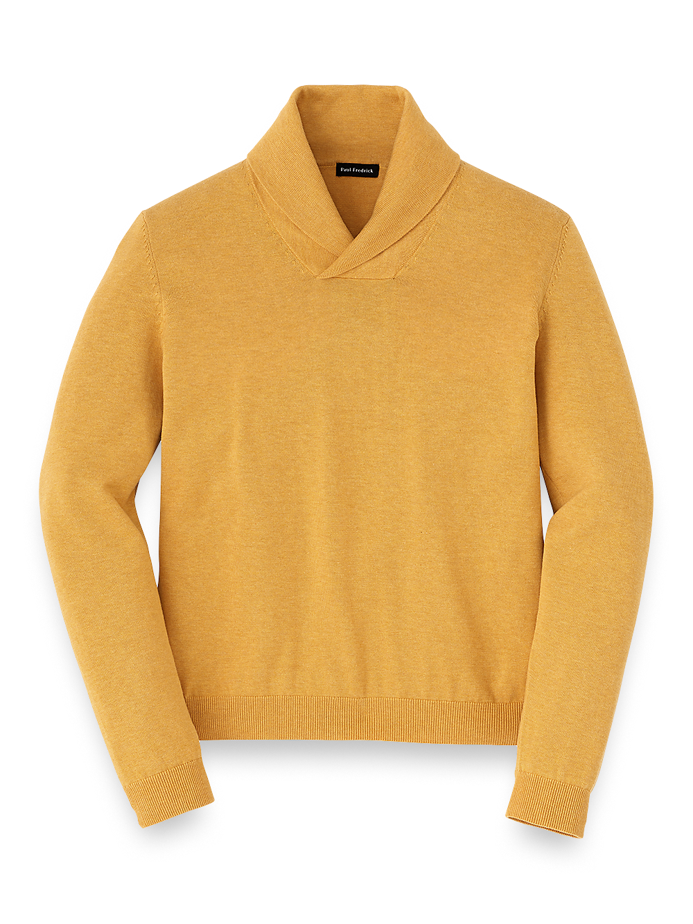 Product Image of Supima Cotton Shawl Collar Sweater-Mustard