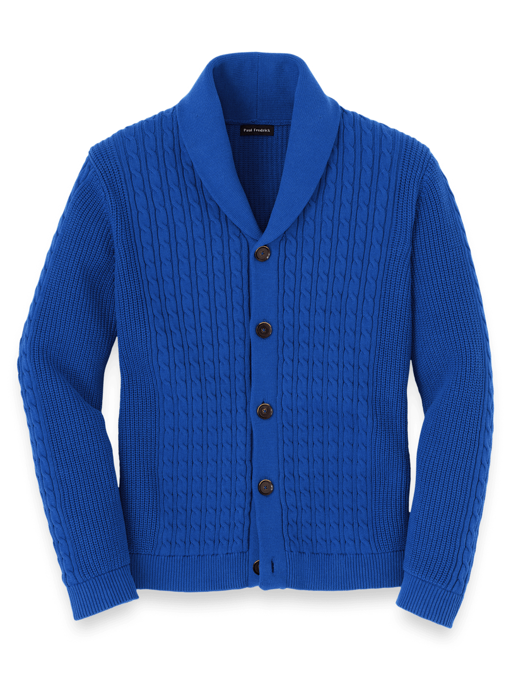 Cotton Cable Button Front Shawl Collar Cardigan Cobalt – Paul
