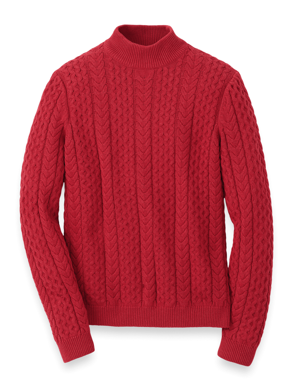 Cotton Cable Mock Neck Sweater Red – Paul Fredrick