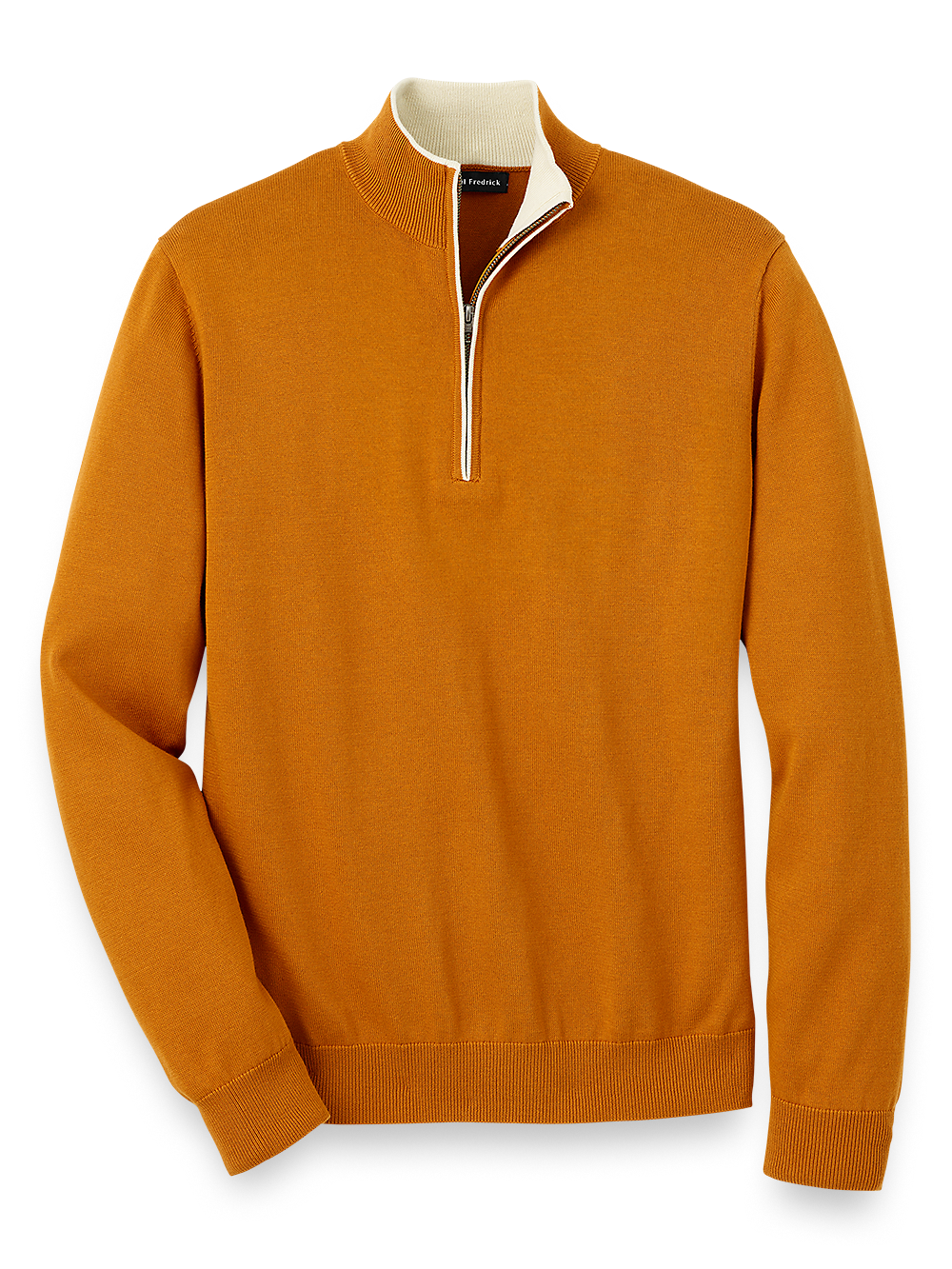 Product Image of Supima Cotton Zip Mock Neck Sweater-Bronze