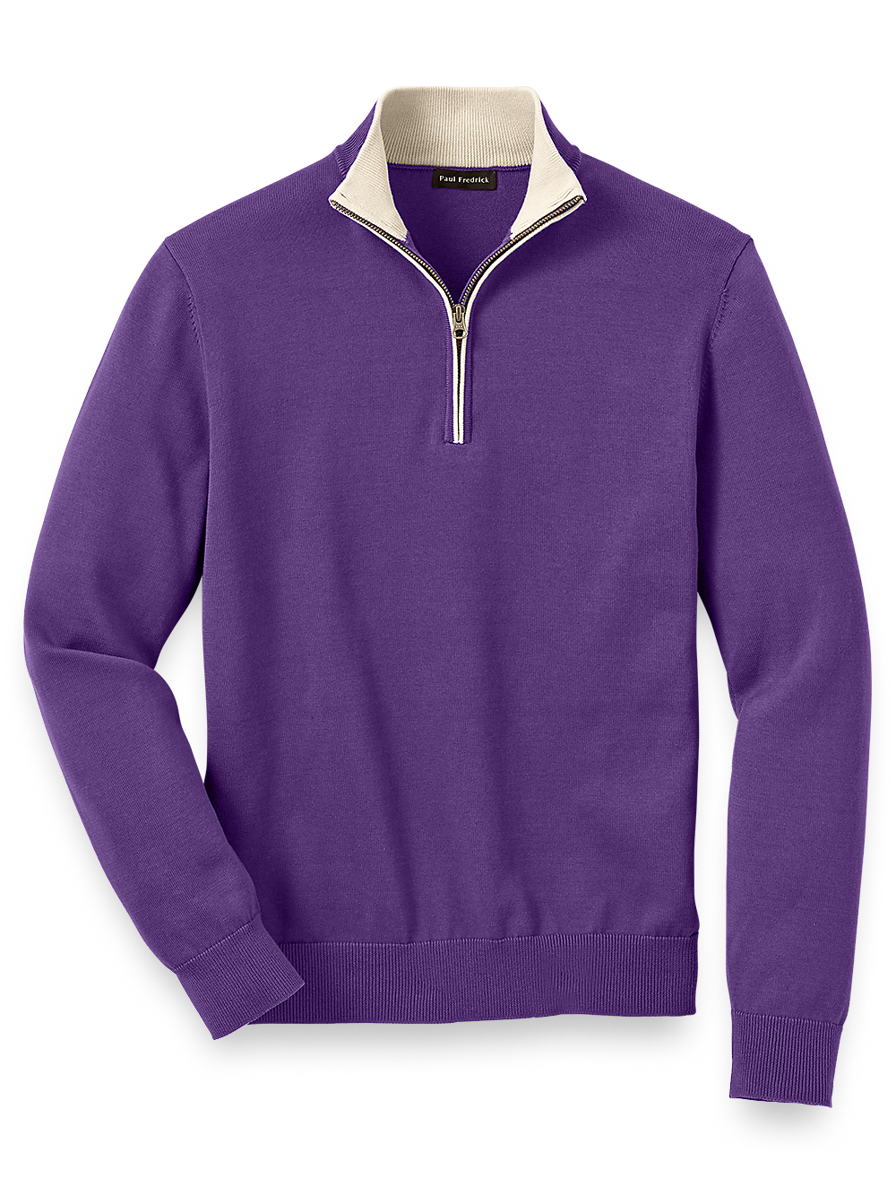 Product Image of Supima Cotton Zip Mock Neck Sweater-Purple