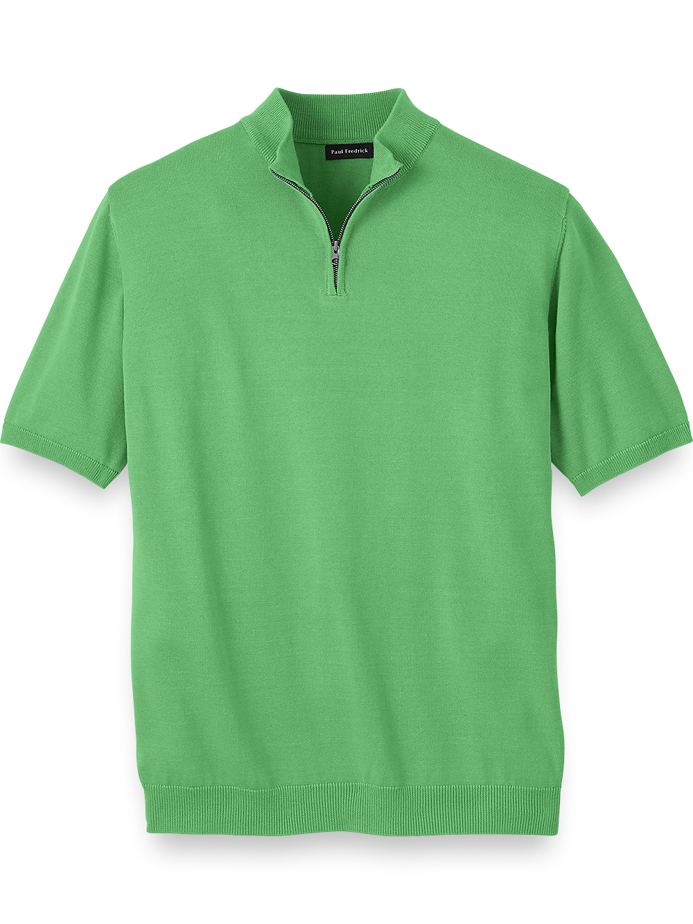 Cotton Quarter Zip Mock Neck Sweater - Light Green – Paul Fredrick