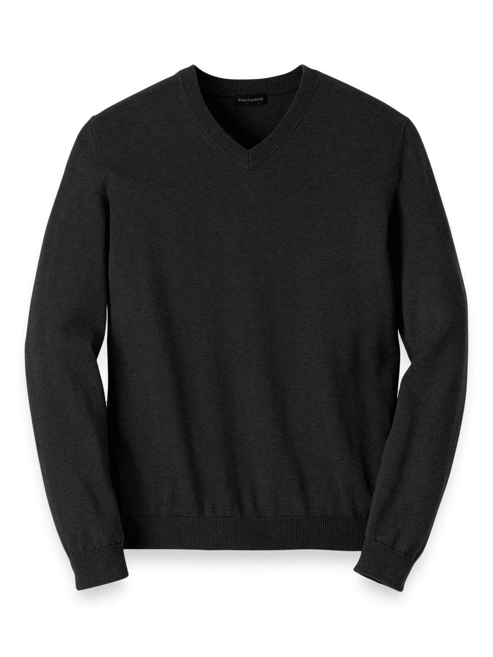 Product Image of Supima Cotton V-neck Sweater-Black