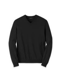Supima Cotton V-neck Sweater - Black