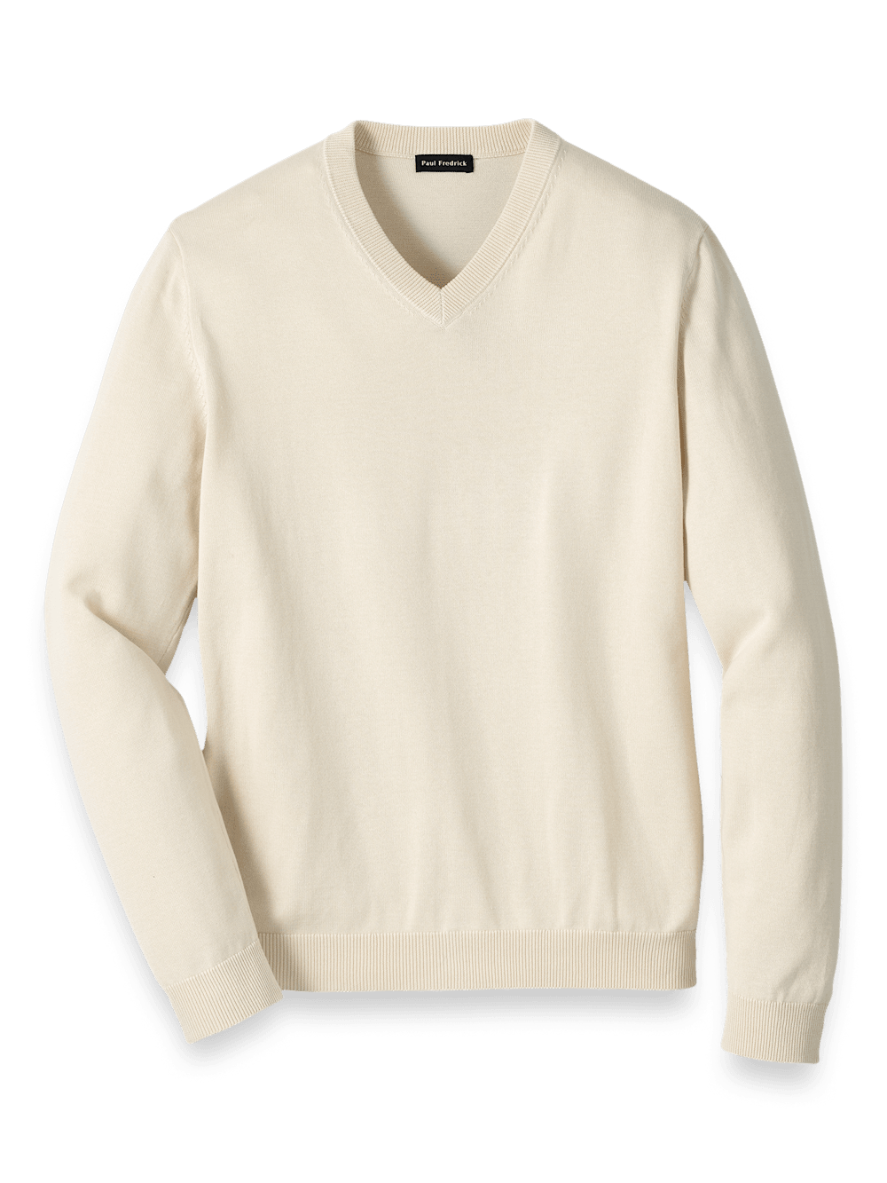 Product Image of Supima Cotton V-neck Sweater-Ivory