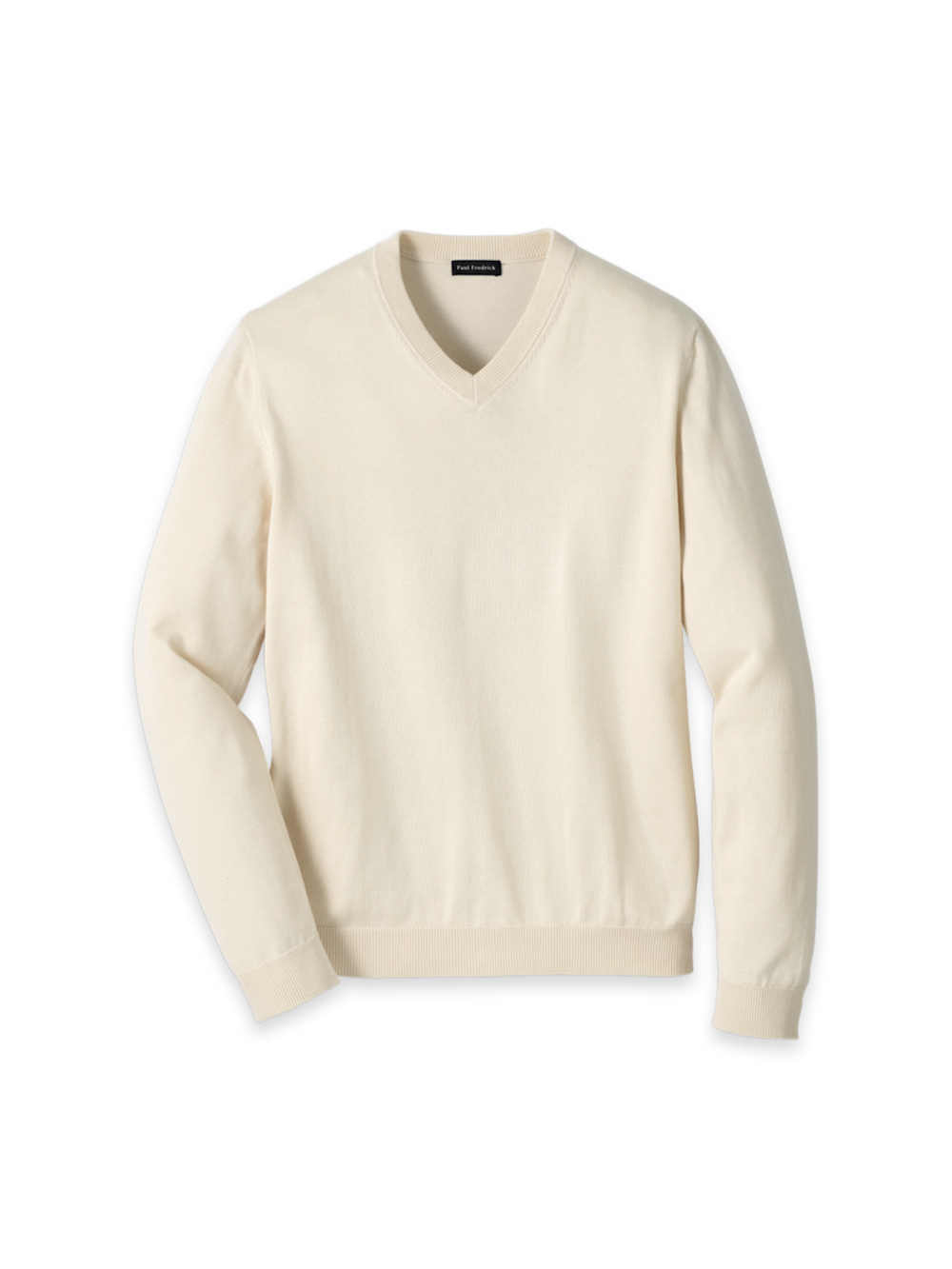 Product Image of Supima Cotton V-neck Sweater-Ivory