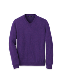 Supima Cotton V-neck Sweater - Purple