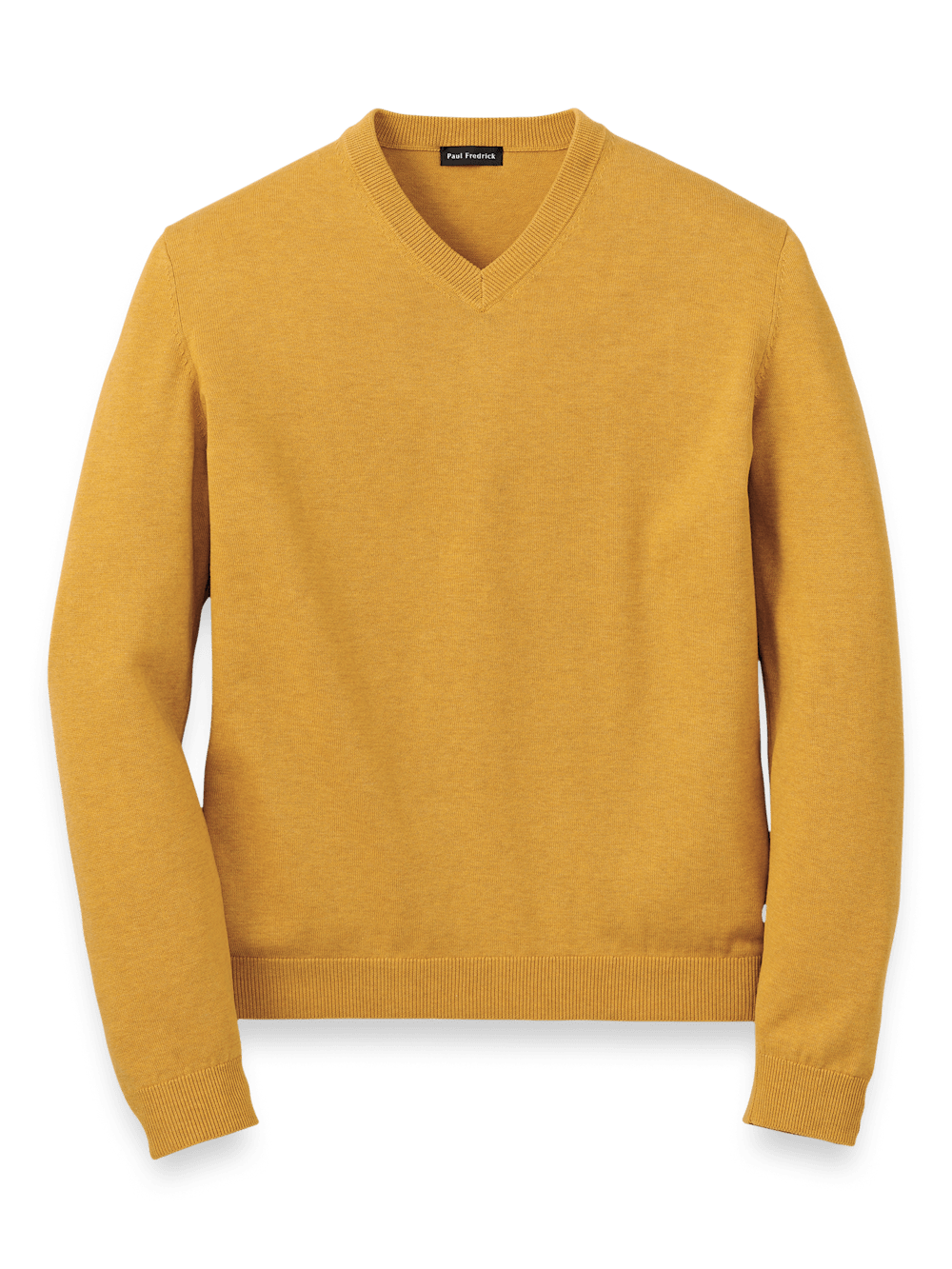 Product Image of Supima Cotton V-neck Sweater-Mustard