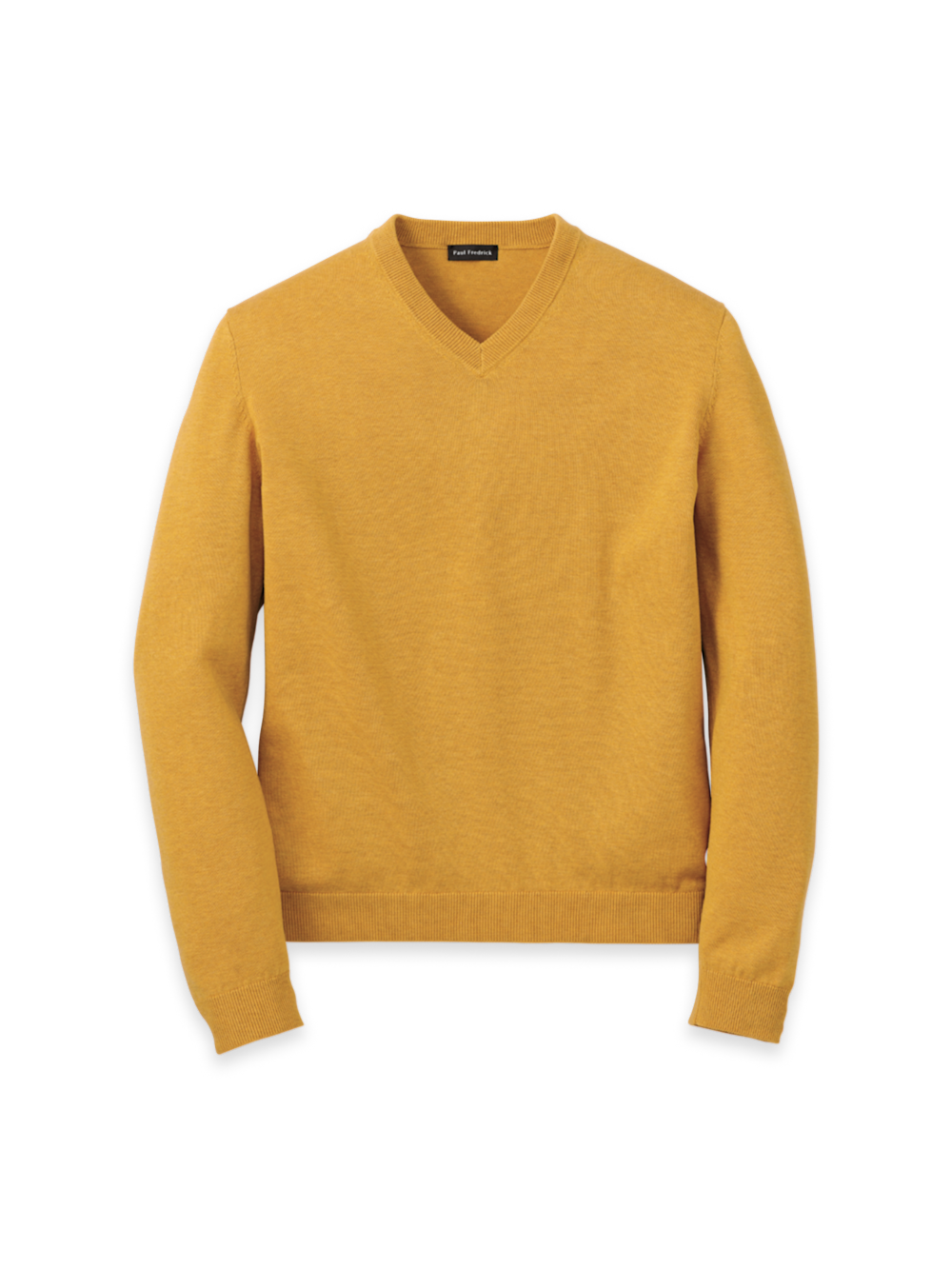 Product Image of Supima Cotton V-neck Sweater-Mustard