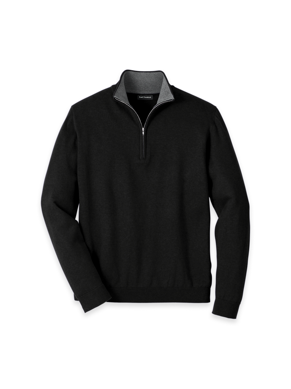 Product Image of Supima Cotton Quarter Zip Mock Neck Sweater-Black