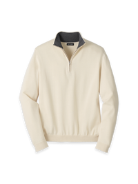Supima Cotton Quarter Zip Mock Neck Sweater - Ivory