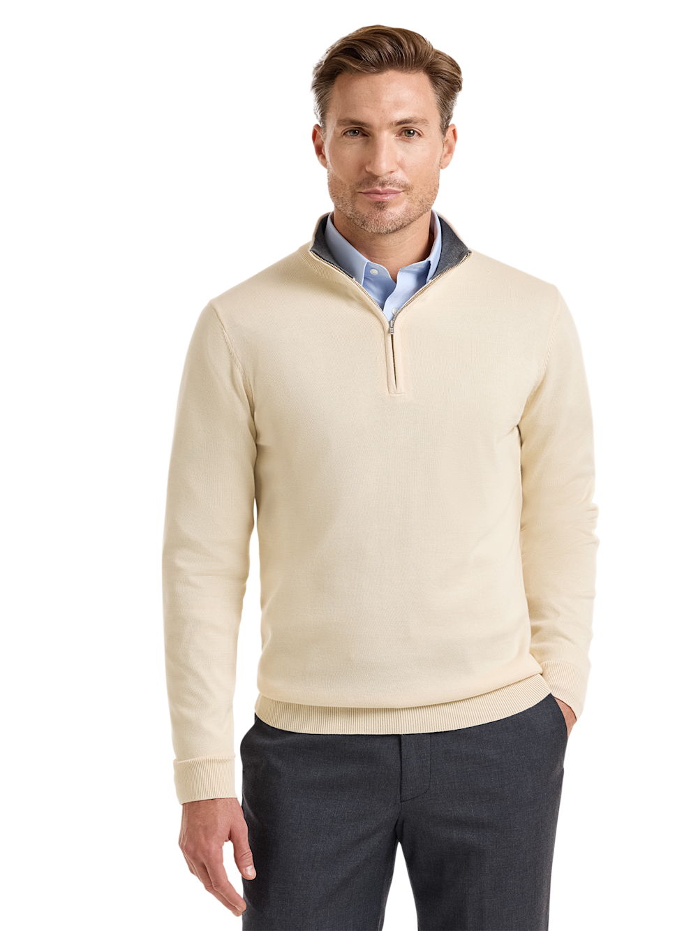 Alternate Image of Supima Cotton Quarter Zip Mock Neck Sweater-1