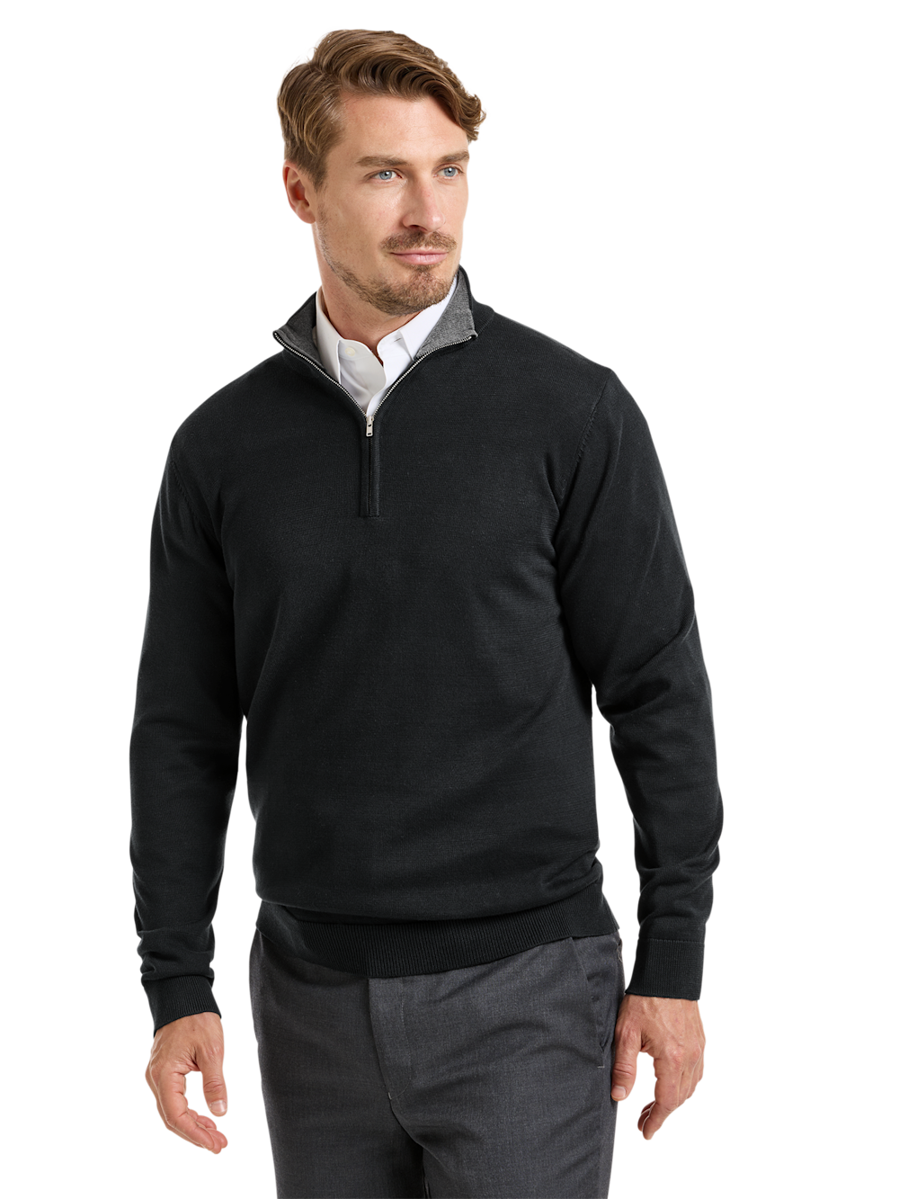 Alternate Image of Supima Cotton Quarter Zip Mock Neck Sweater-1