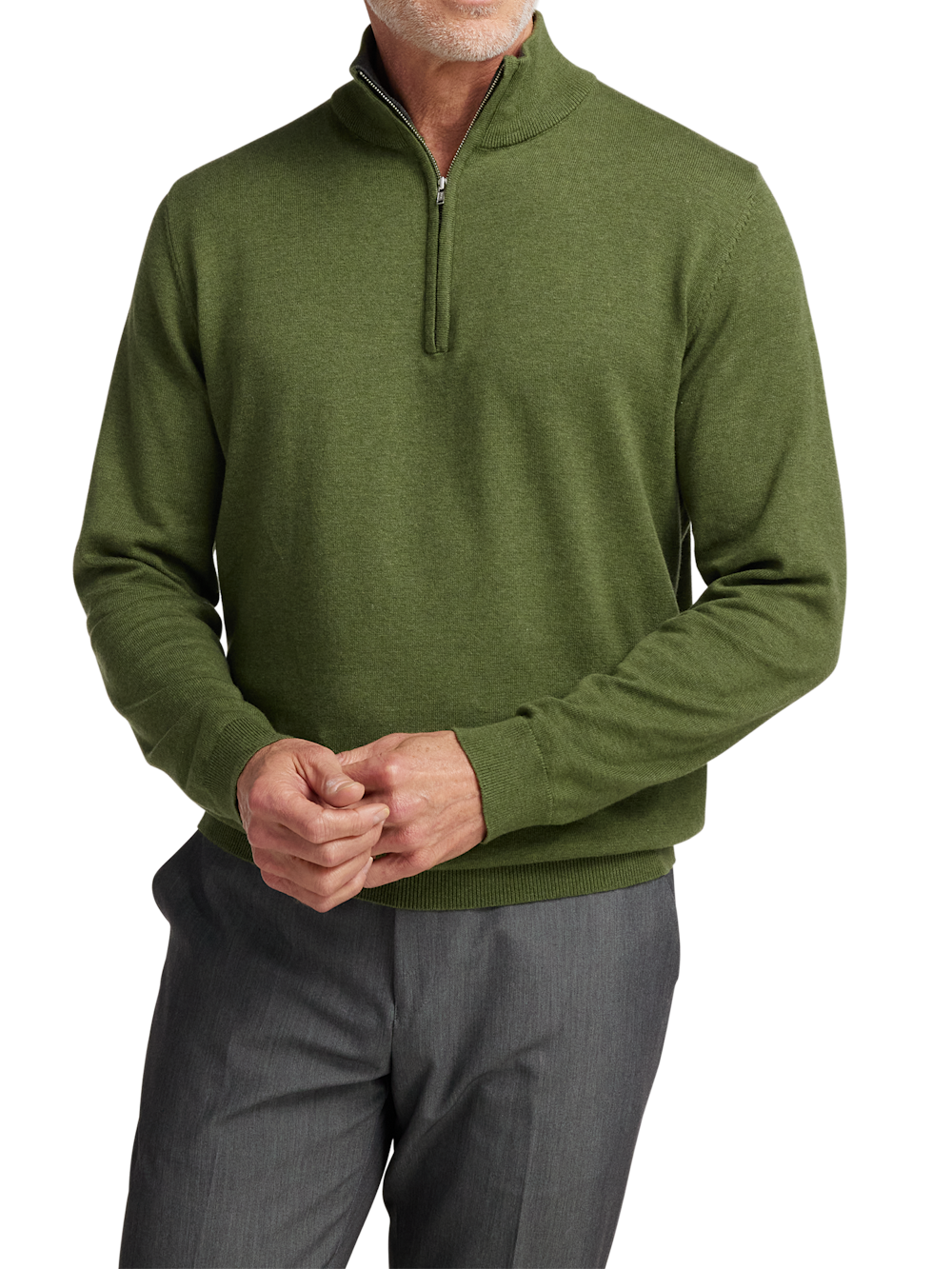 Alternate Image of Supima Cotton Quarter Zip Mock Neck Sweater-1