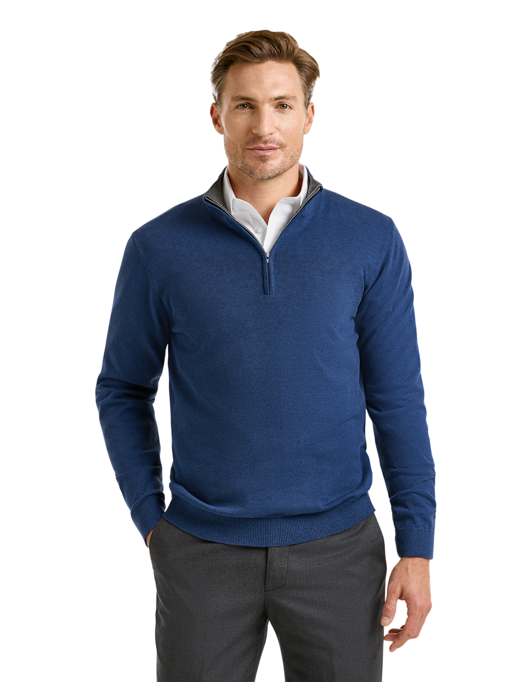 Alternate Image of Supima Cotton Quarter Zip Mock Neck Sweater-1