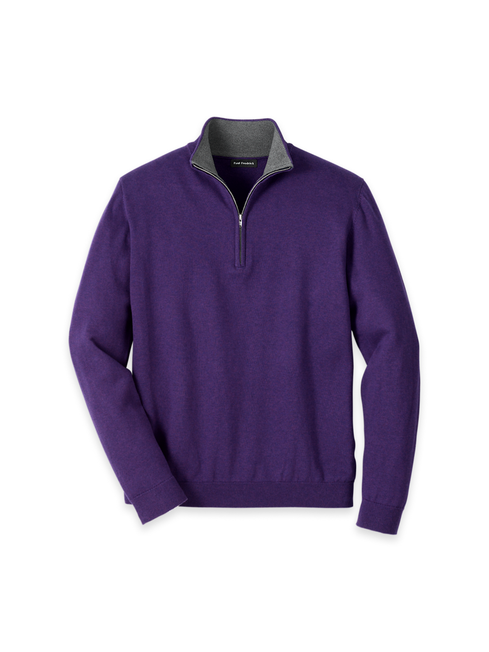 Product Image of Supima Cotton Quarter Zip Mock Neck Sweater-Plum