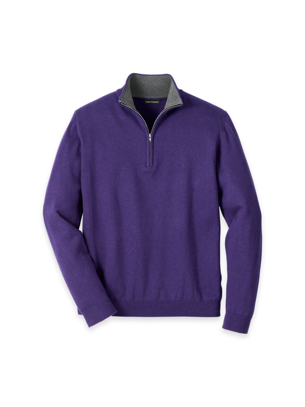 Product Image of Supima Cotton Quarter Zip Mock Neck Sweater-Plum