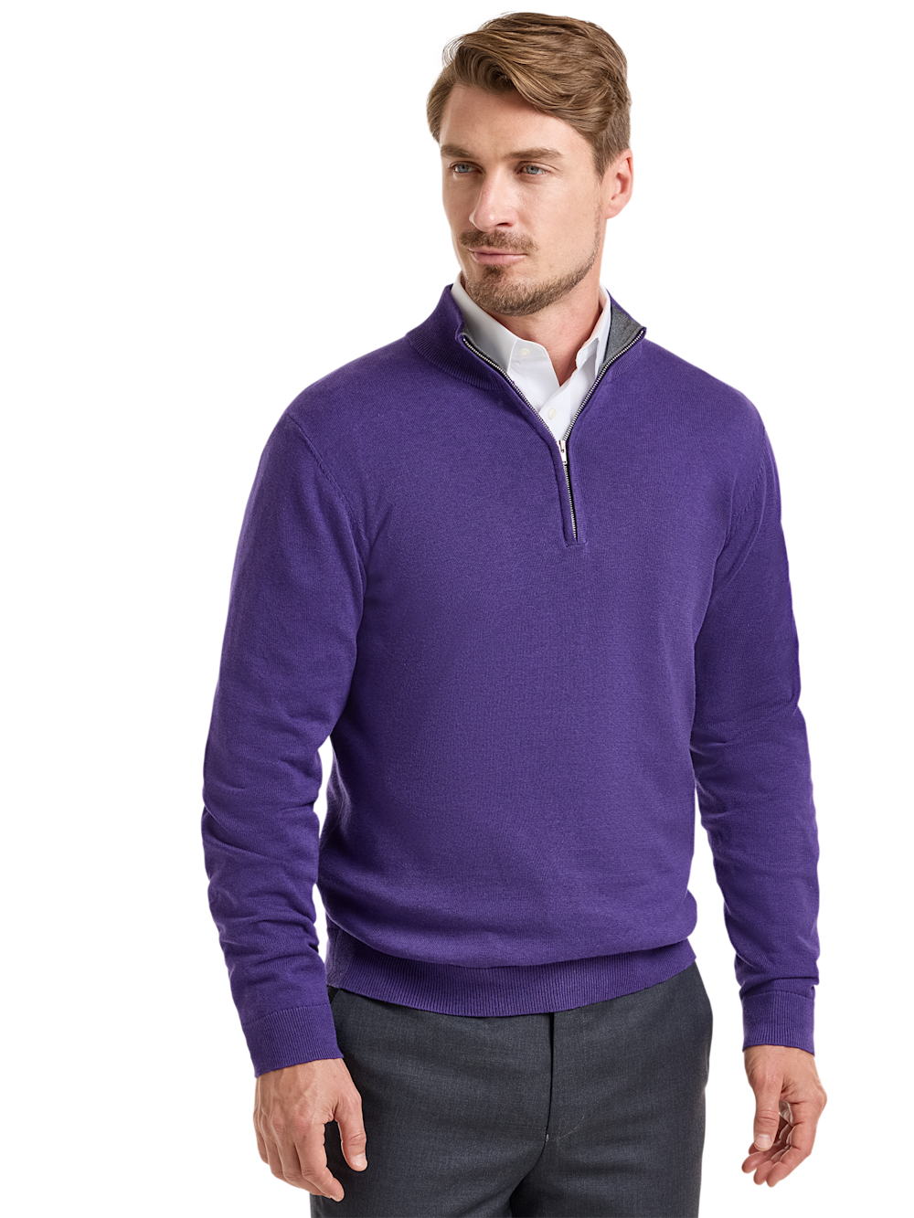 Alternate Image of Supima Cotton Quarter Zip Mock Neck Sweater-1