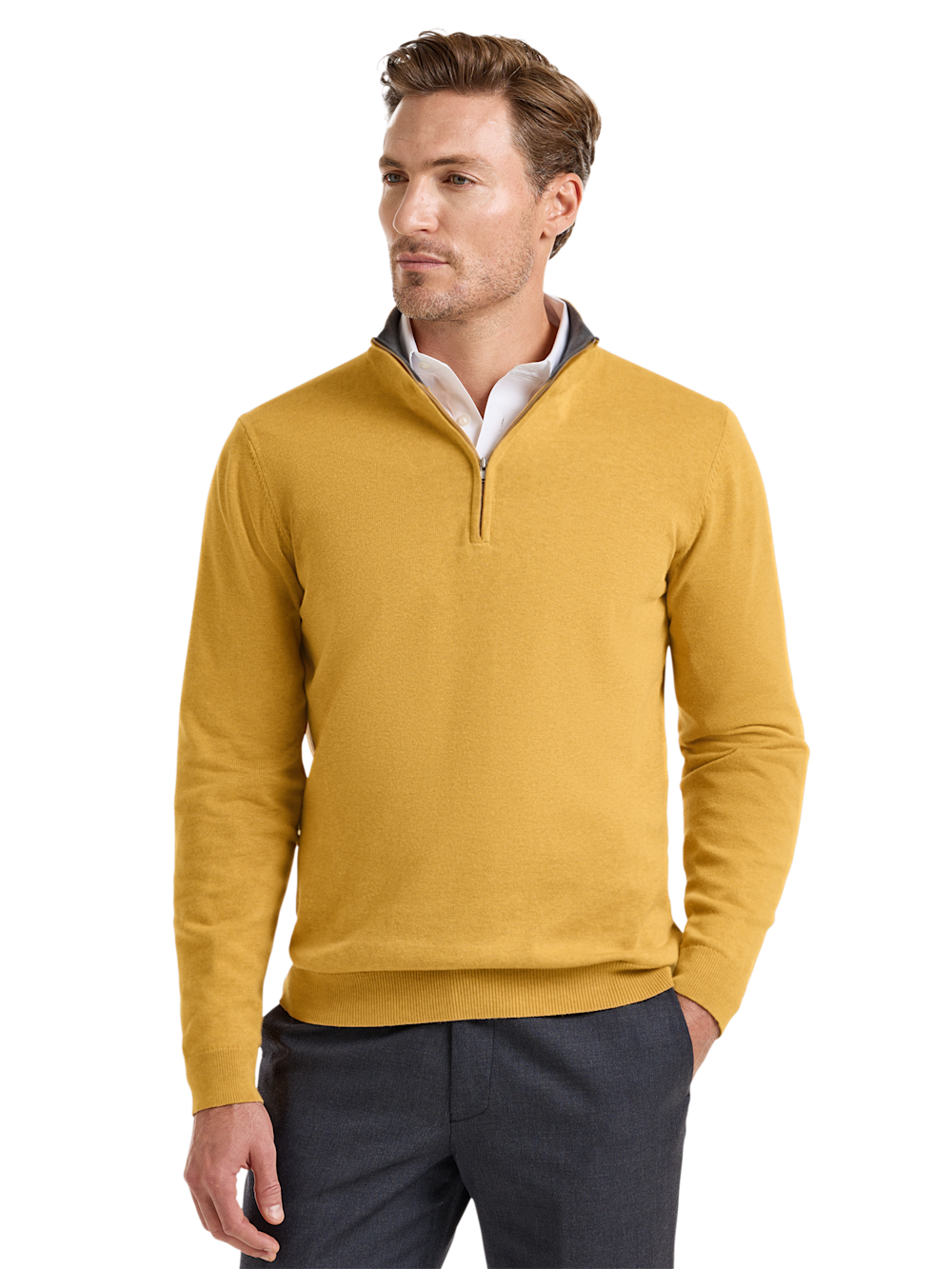 Alternate Image of Supima Cotton Quarter Zip Mock Neck Sweater-1