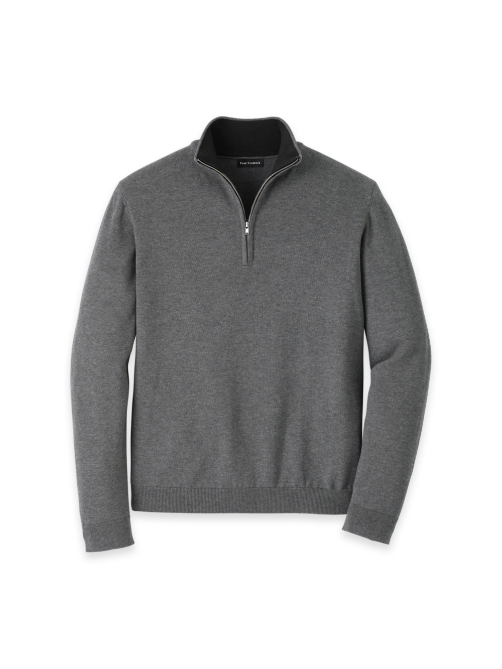 Product Image of Supima Cotton Quarter Zip Mock Neck Sweater-Medium Grey