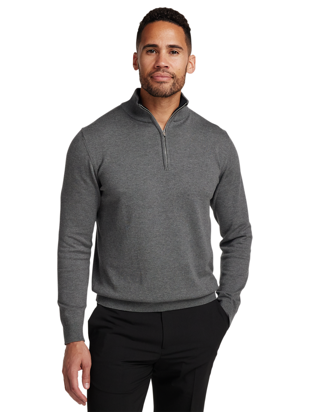 Alternate Image of Supima Cotton Quarter Zip Mock Neck Sweater-1