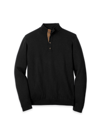 Supima Cotton Four Button Mock Neck Sweater - Black