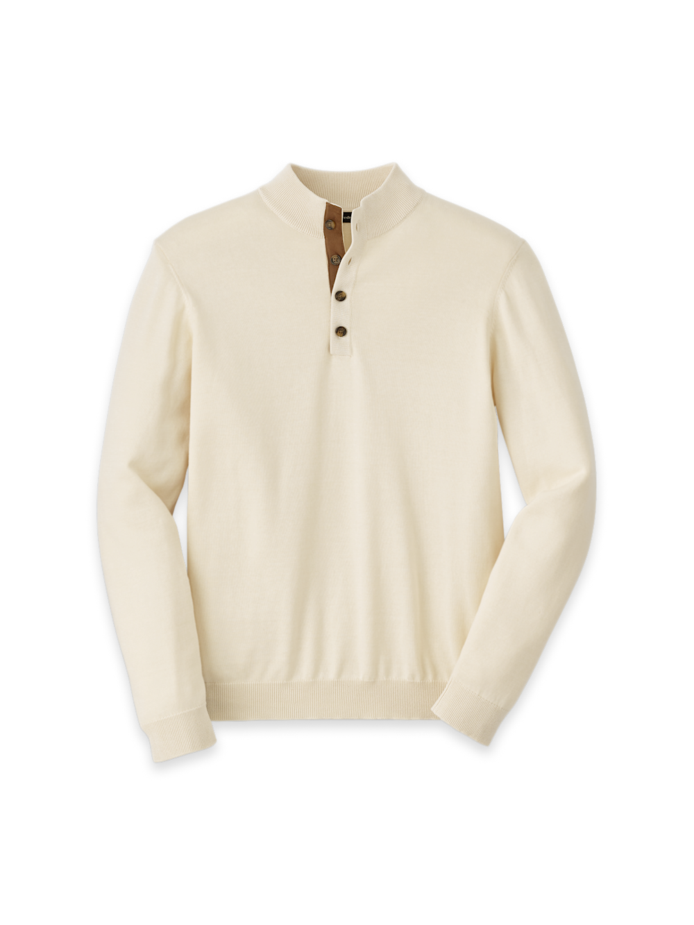 Product Image of Supima Cotton Four Button Mock Neck Sweater-Ivory