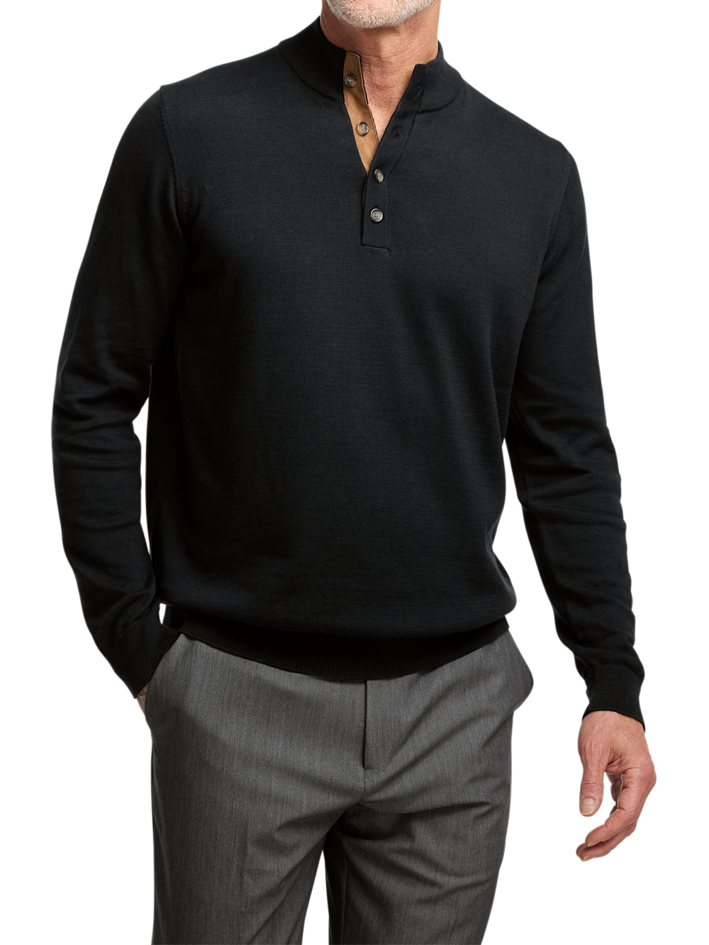 Alternate Image of Supima Cotton Four Button Mock Neck Sweater-1