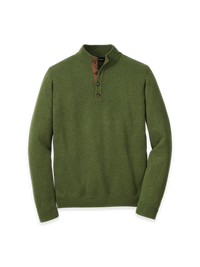 Supima Cotton Four Button Mock Neck Sweater - Olive
