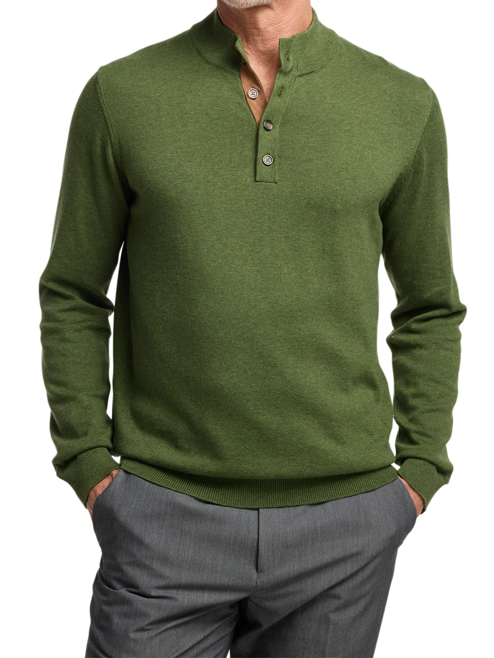 Alternate Image of Supima Cotton Four Button Mock Neck Sweater-1