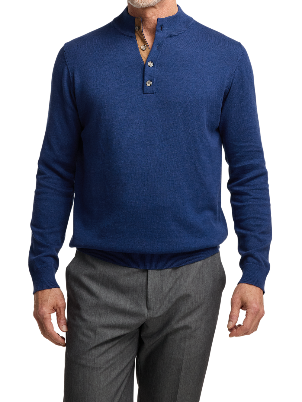 Alternate Image of Supima Cotton Four Button Mock Neck Sweater-1