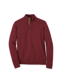 Supima Cotton Four Button Mock Neck Sweater - Burgundy