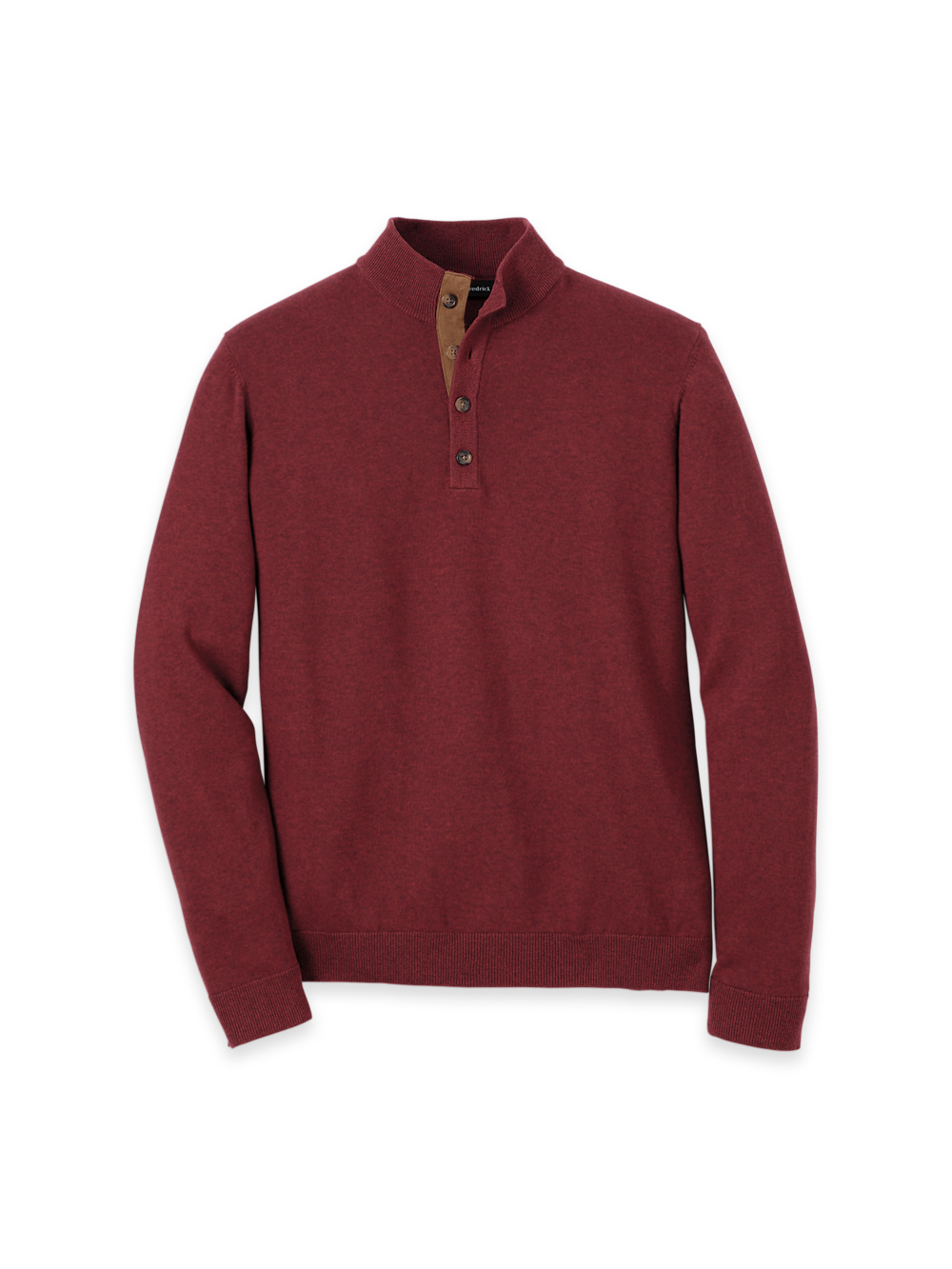 Product Image of Supima Cotton Four Button Mock Neck Sweater-Burgundy
