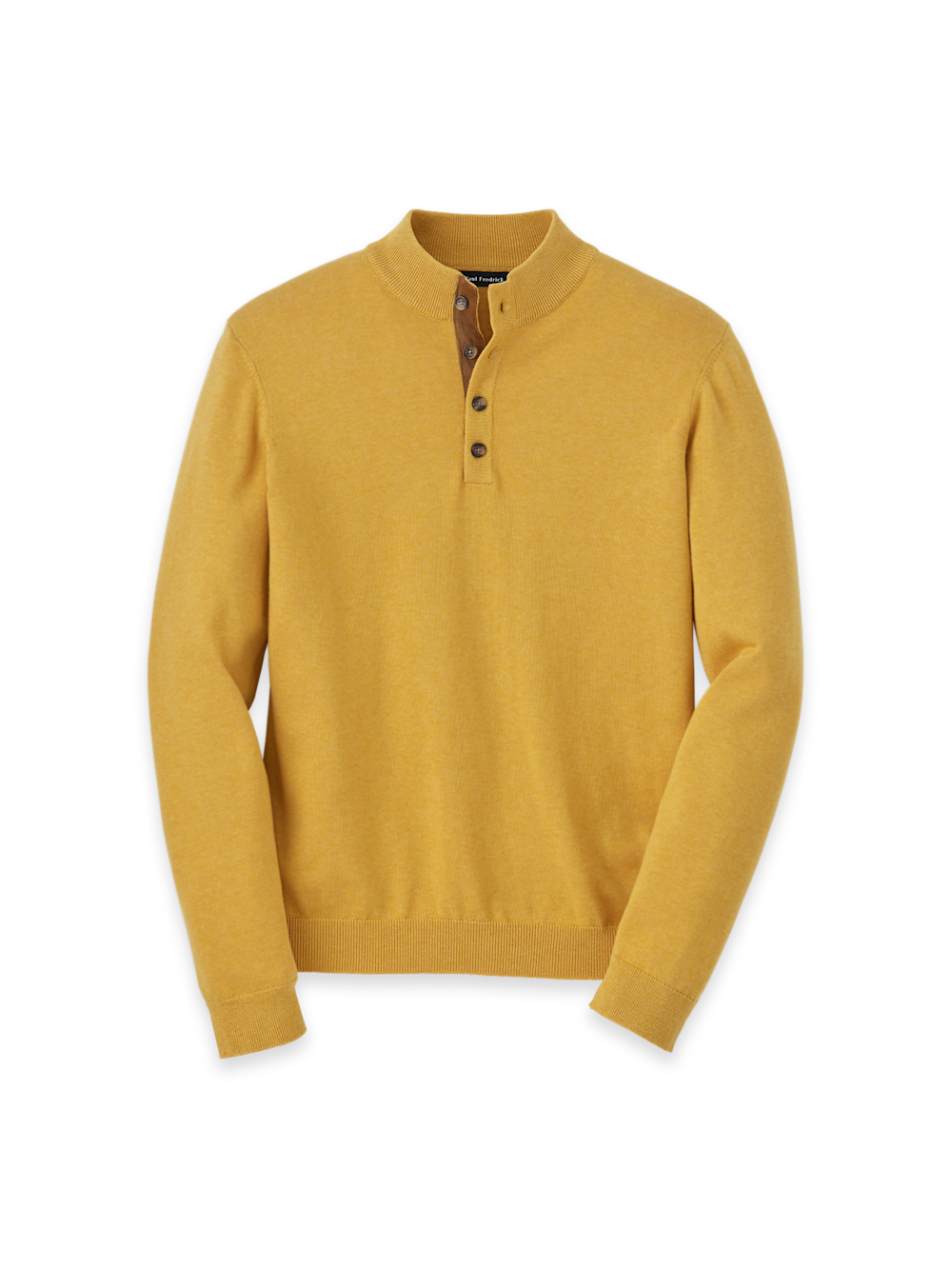 Supima Cotton Four Button Mock Neck Sweater - Mustard XX Large Supima Cotton Four Button Mock Neck Sweater - Mustard XX Large