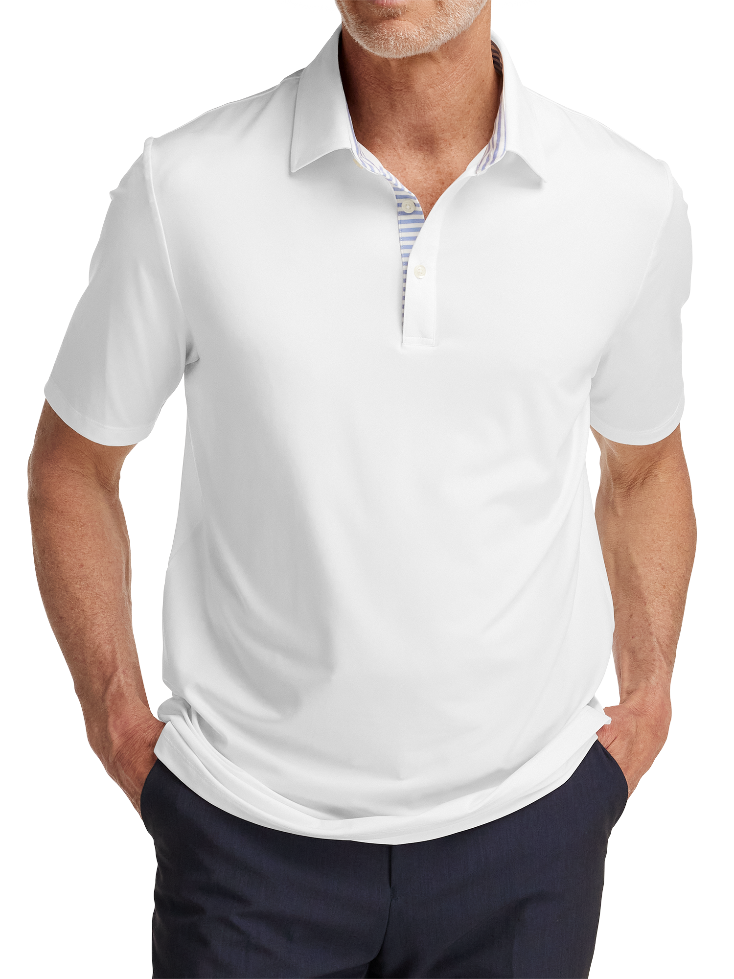 Performance Blend Three Button Polo - White