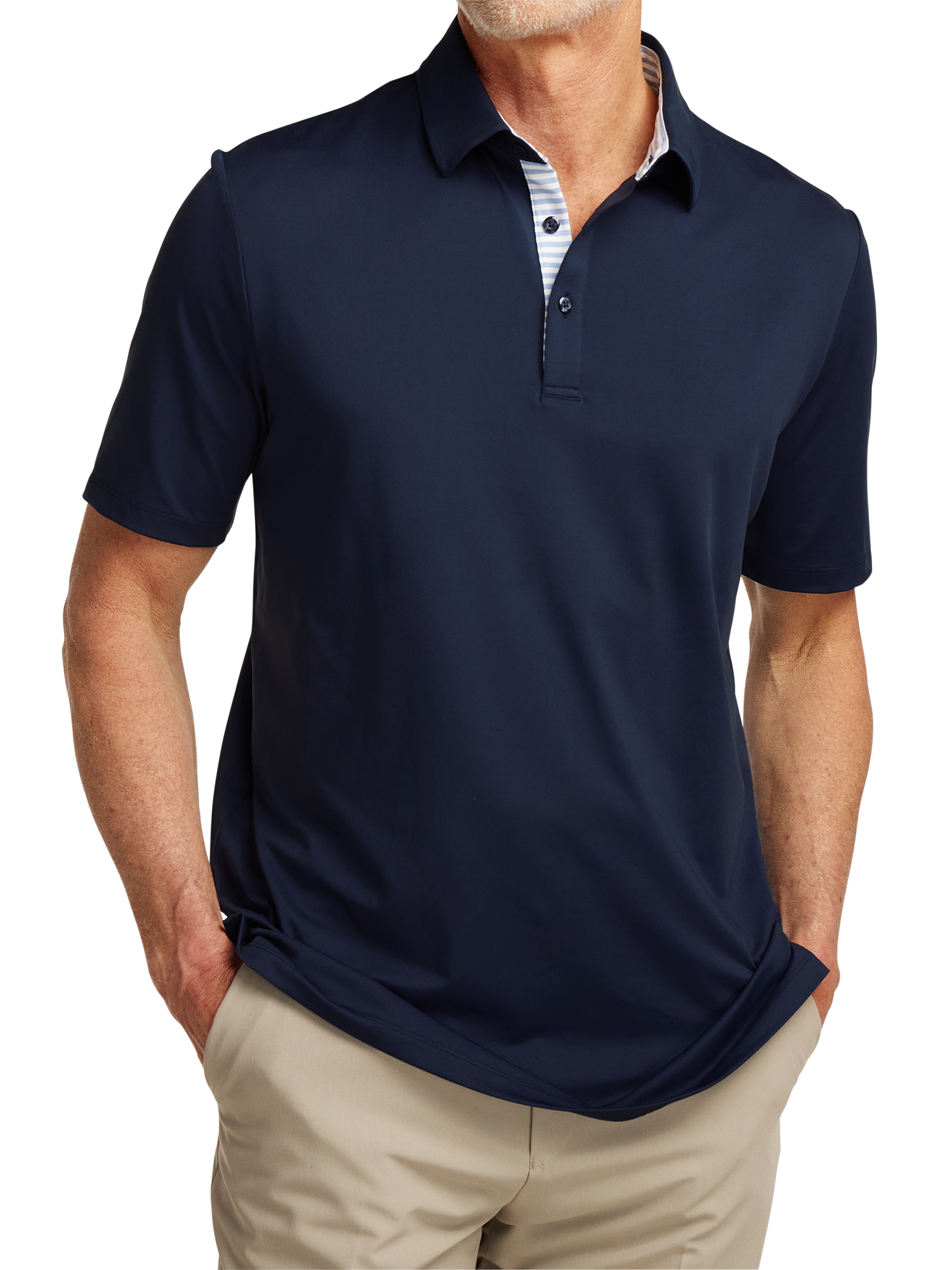 Performance Blend Three Button Polo - Navy