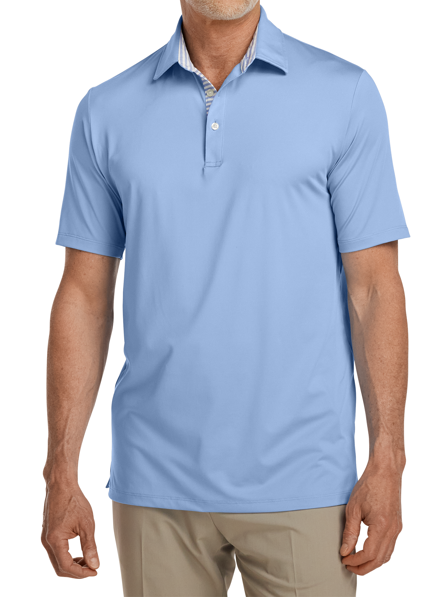 Performance Blend Three Button Polo - Light Blue