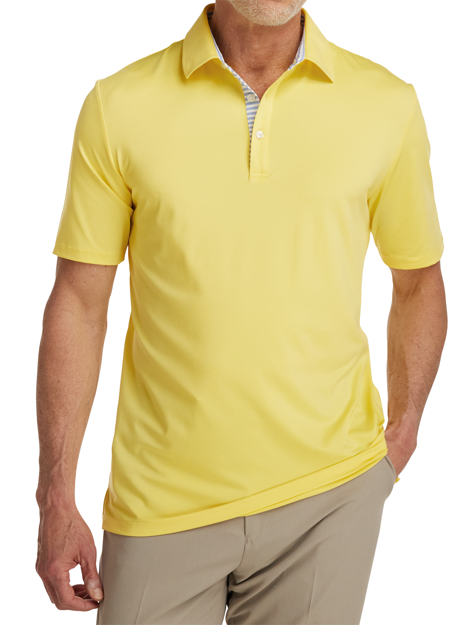 Performance Blend Three Button Polo - Light Yellow
