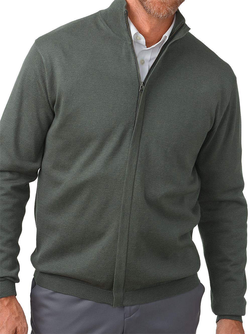 Product Image of Silk, Cotton & Cashmere Full Zip Sweater-Grey