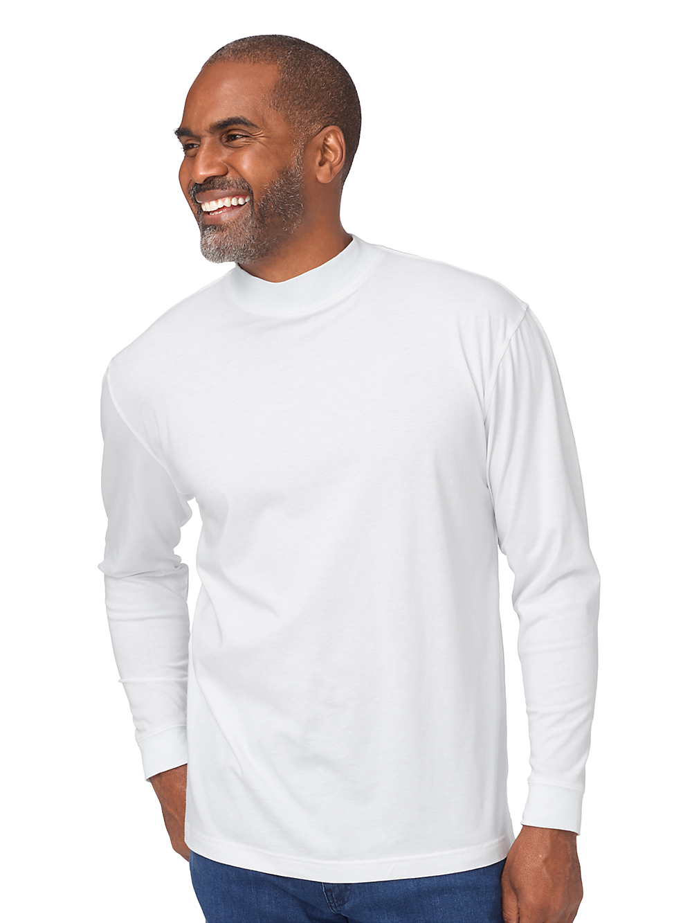 Cotton and Silk Long Sleeve Mock