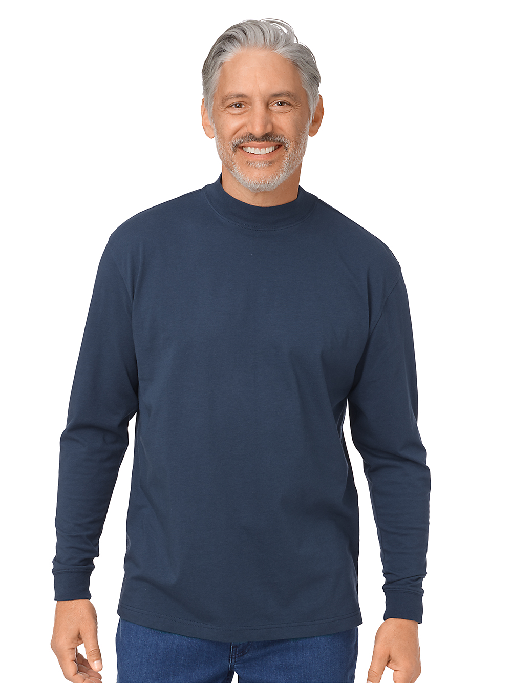 Cotton and Silk Long Sleeve Mock