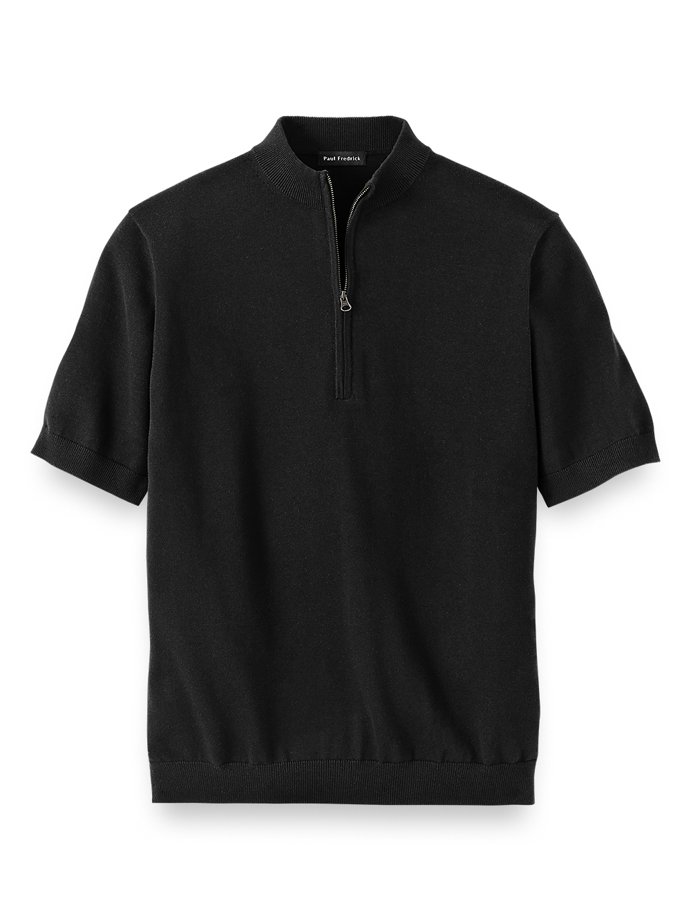 Product Image of Supima Cotton Zip Mock Neck Sweater-Black