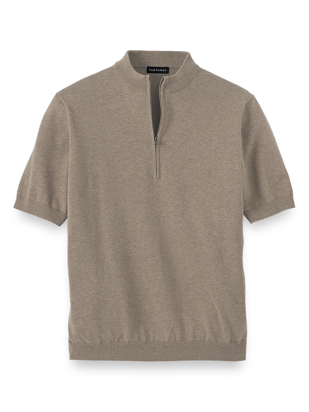 Product Image of Supima Cotton Zip Mock Neck Sweater-Light Brown