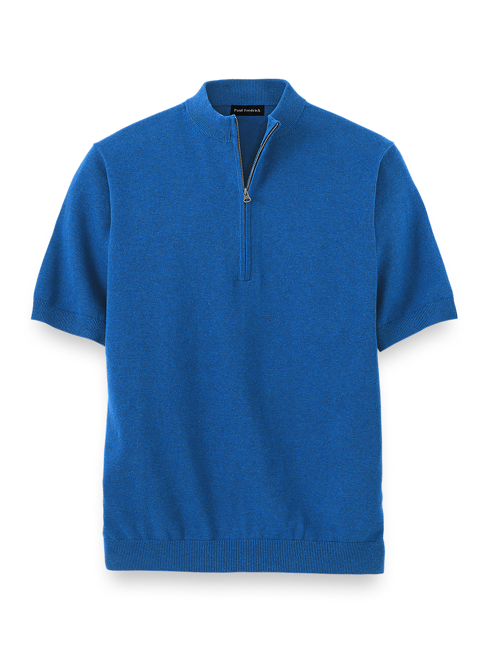 Product Image of Supima Cotton Zip Mock Neck Sweater-Navy