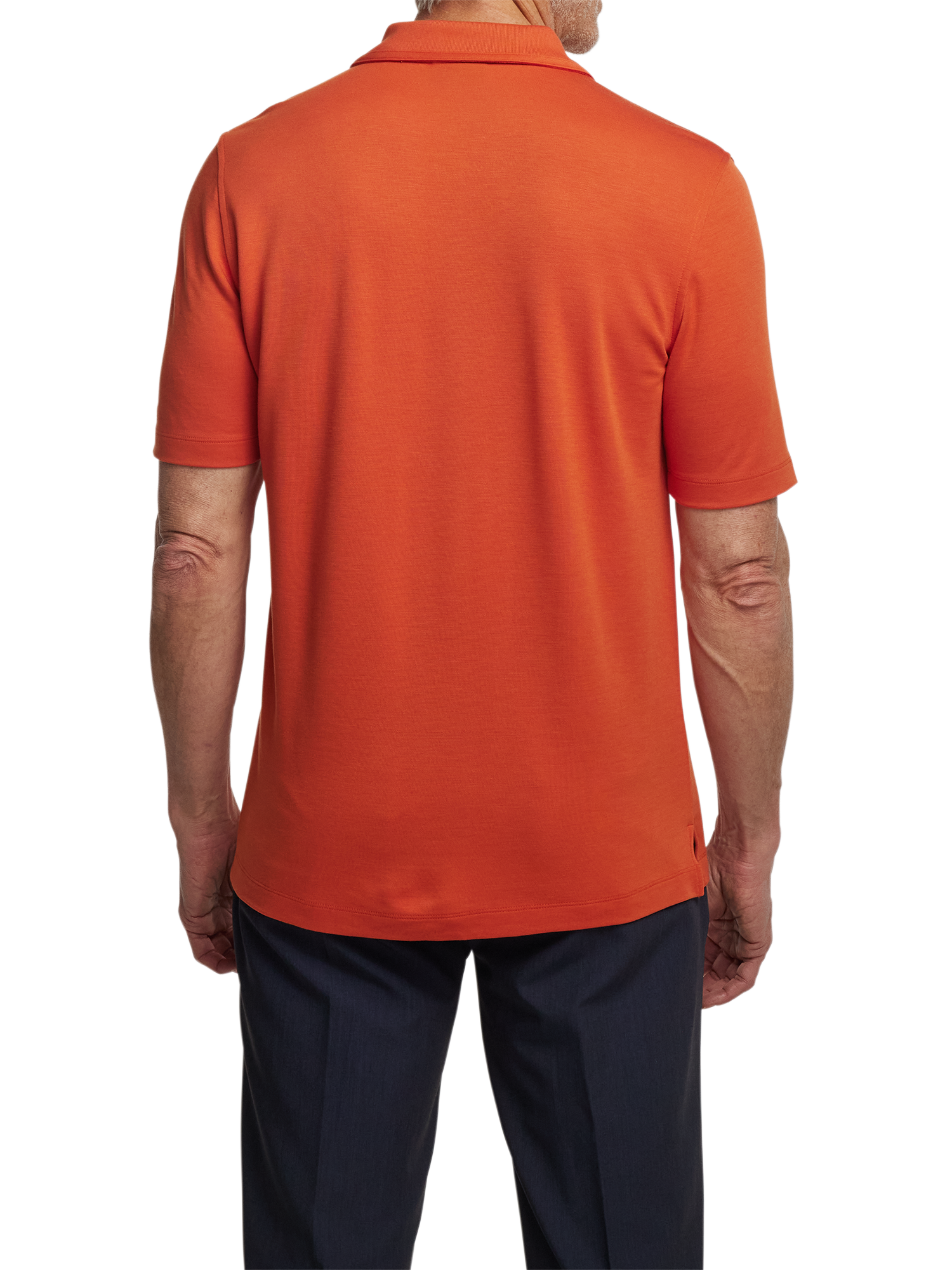 Lyocell Blend Quarter Zip Polo - Rust