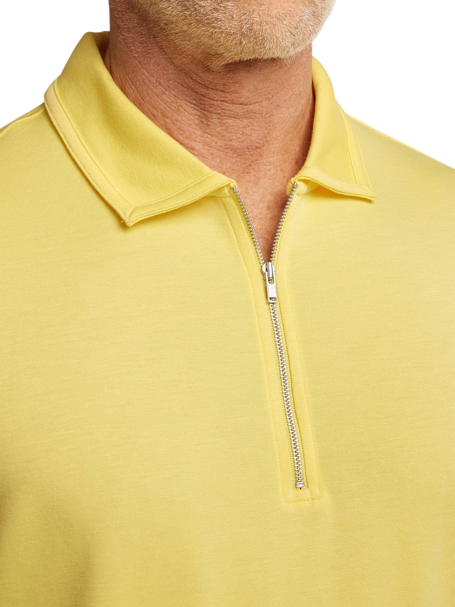 Lyocell Blend Quarter Zip Polo - Yellow
